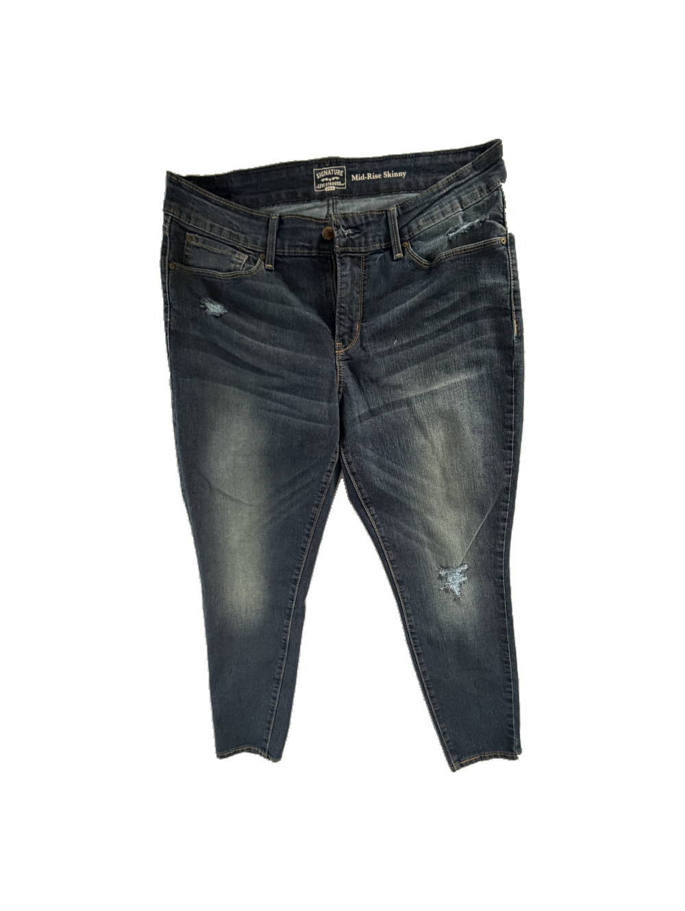 Signature by Levi Strauss Mid Rise Skinny Jeans 12 Short Blue Denim